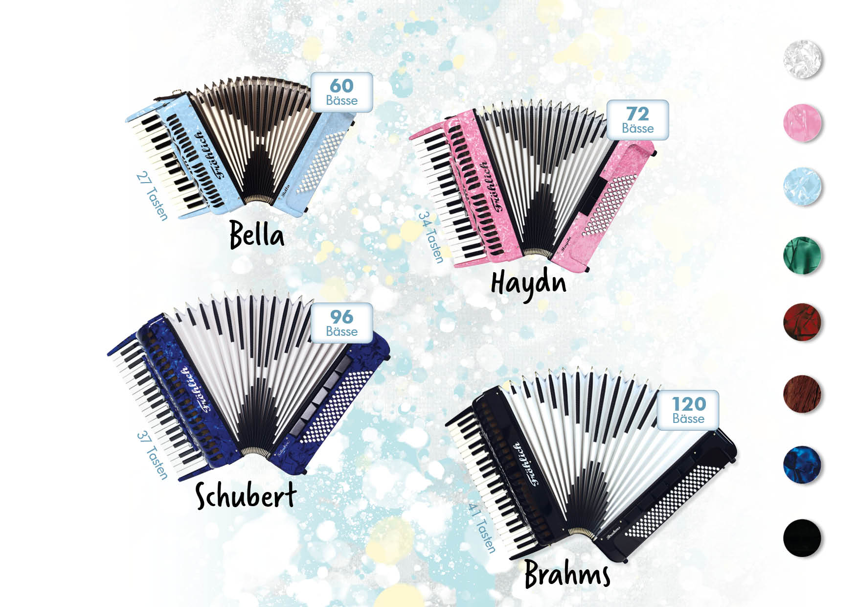 Bild mit unterschidlichen Akkordeon-Modellen