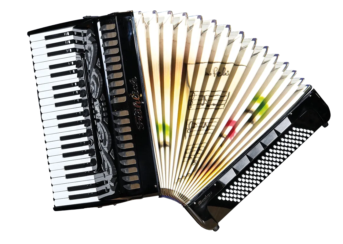 Fröhlich Akkordeon Brahms Trend Line in Schwarz mit Motiv 2 - Musica